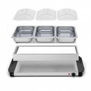 Cheffinger CF-BW300: 3,5 Quarts 2 in 1 Buffetwärmer + Heizplatte