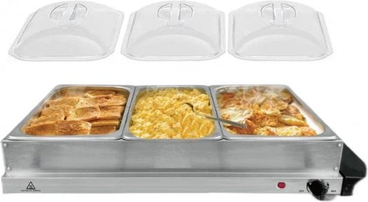 Cheffinger CF-BW300: 3,5 Quarts 2 in 1 Buffetwärmer + Heizplatte